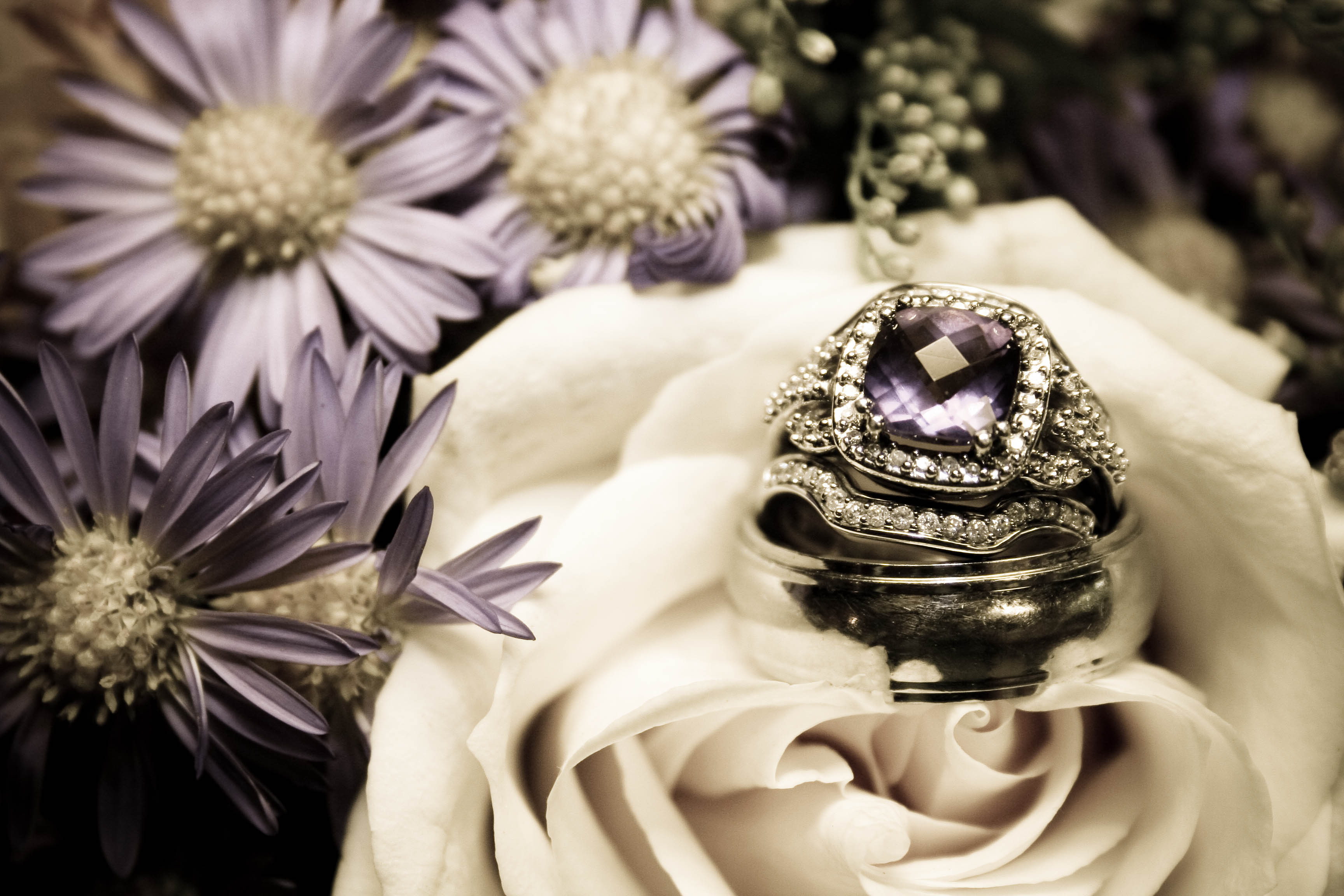 purple wedding ring purple engagement ring wedding photography Spokane ...